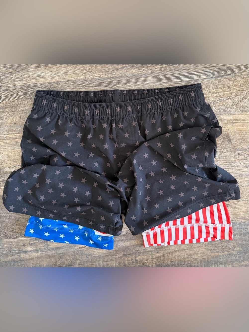 Chubbies Men's Medium 7" Danger Zones  Patriotic Stars Stripe Lined Gym Short